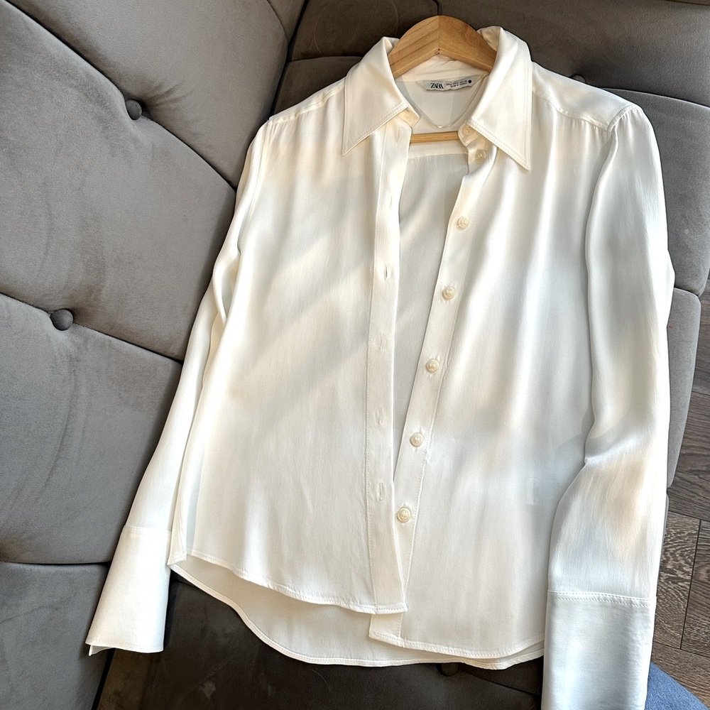 Zara Button Down Satin Shirt
